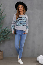 Load image into Gallery viewer, Camouflage Color Block Waffle Knit Pullover
