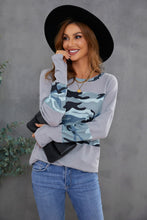 Load image into Gallery viewer, Camouflage Color Block Waffle Knit Pullover
