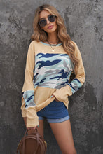 Load image into Gallery viewer, Camouflage Color Block Waffle Knit Pullover
