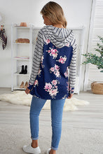 Load image into Gallery viewer, Striped Floral Print Hooded Top
