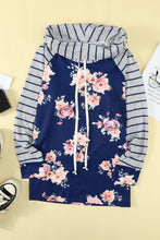 Load image into Gallery viewer, Striped Floral Print Hooded Top
