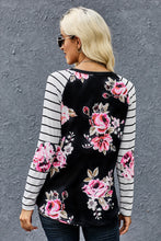 Load image into Gallery viewer, Floral Striped Elbow Patch Top
